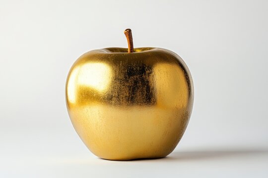 Golden Apple on White Surface