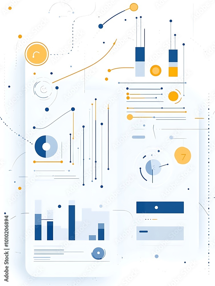 Poster abstract data visualization with charts, graphs, and lines