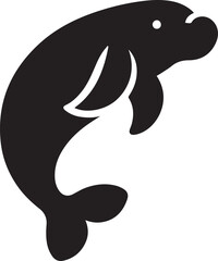 Dugong logo silhouette vector icon black and white