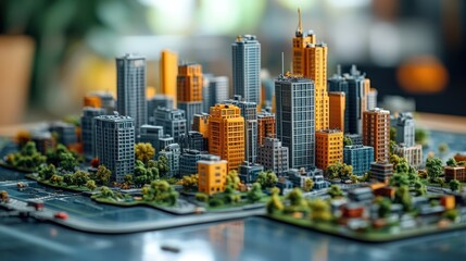 Fototapeta premium Detailed miniature cityscape model showcasing urban architecture.