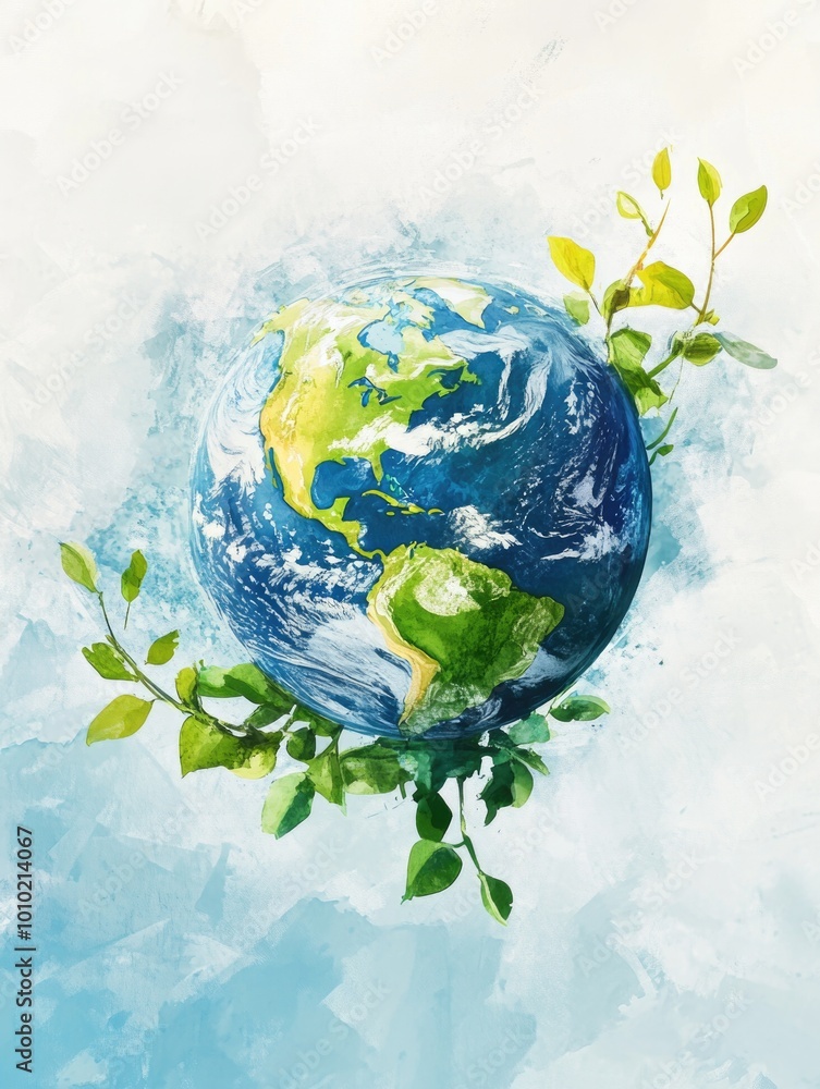 Wall mural Earth with emerging plant