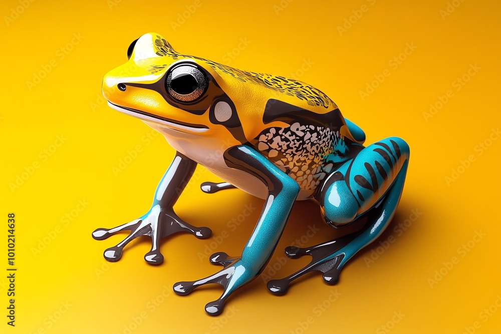 Aufkleber geometric design of a bright-colored frog, with abstract patterns and vibrant colors symbolizing its