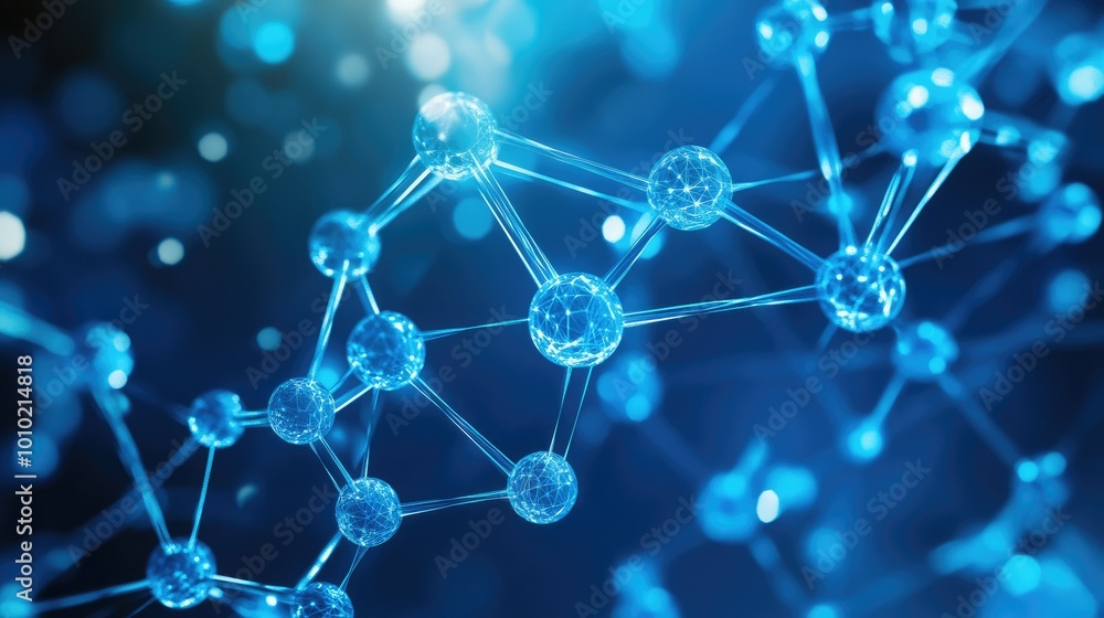 Poster network structure chemical bonds in molecular level of lines and points, dots and connections
