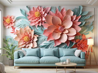 Amazing modern interior design wall mural of a tropical flower