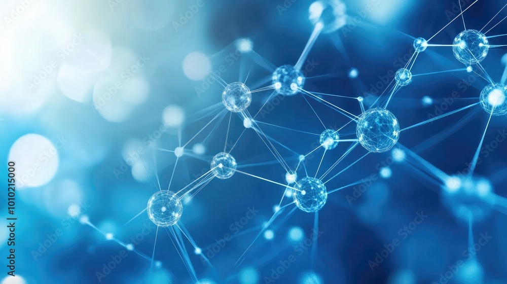 Aufkleber network structure chemical bonds in molecular level of lines and points, dots and connections
