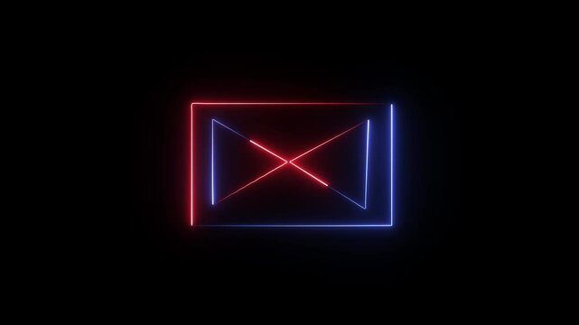 abstrack rectriangle neon frame animation.