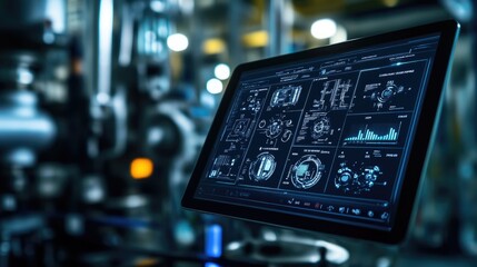 Fototapeta premium Industrial Control Panel with Data and Charts