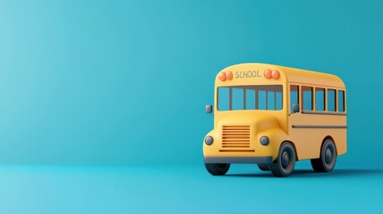 A vibrant yellow toy school bus against a teal background, evoking a playful and cheerful atmosphere.