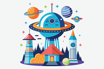Naklejka premium Science Fiction vector illustration 