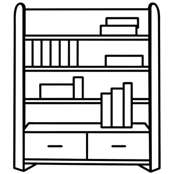 recommend clip art: bookcase outline coloring book page line art drawing