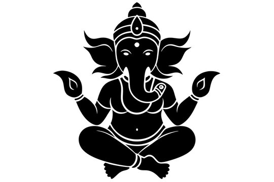 black ganesha sitting pose, hindu deity clip art preview