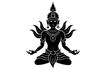 Hindu Deity | vector silhouette illustration on white background