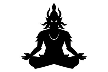 Hindu Deity | vector silhouette illustration on white background