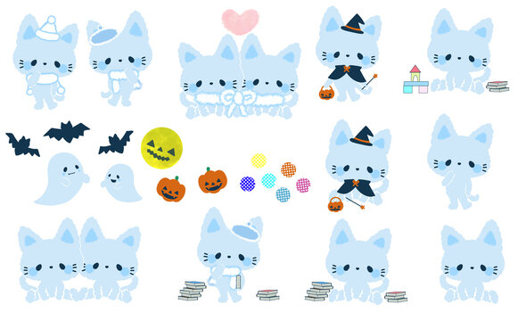 ふわふわもふもふ子猫の双子のハロウィンイベントグッズやお家遊び★秋冬セット