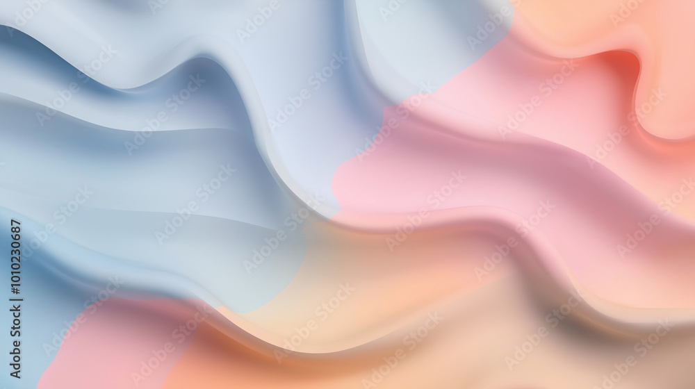 Aufkleber Wavy pastel color background creating abstract flowing shapes
