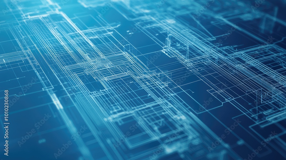 Poster technical blueprints in abstract innovation