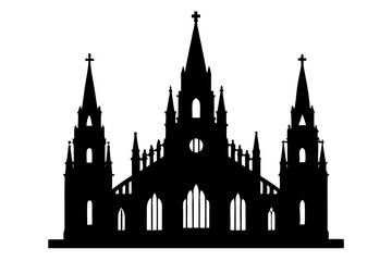 Cathedral | vector silhouette illustration on white background