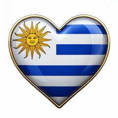 Obraz premium ウルグアイの国旗のハート(Heart of Uruguay flag on white.) 