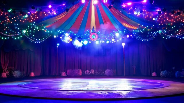 Colorful Circus Tent Interior at Night
