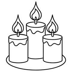 burning candles outline coloring book page line art drawing
