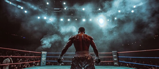 Boxer Facing Away From the Camera in a Boxing Ring