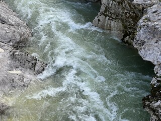 The Soča river-beds at Kršovec or Gorge Kršovec, Bovec (Triglav National Park, Slovenia) - Soca-Tröge bei Krsovec (Triglav-Nationalpark, Slowenien) - Korita Soče pri Kršovcu (Triglavski narodni park)