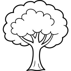 cartoon tree outline coloring book page line art drawing