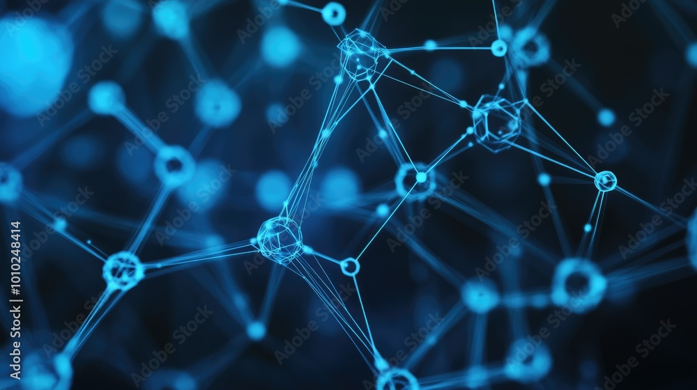 Poster network structure chemical bonds in molecular level of lines and points, dots and connections