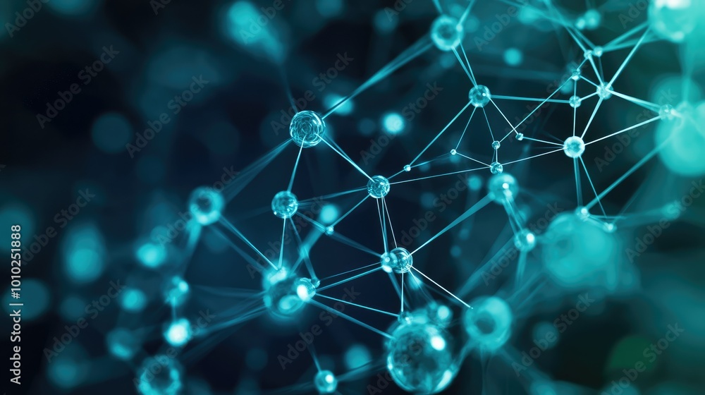 Poster network structure chemical bonds in molecular level of lines and points, dots and connections
