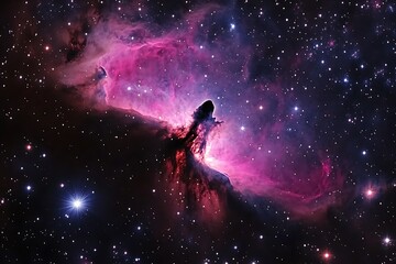 Fototapeta premium Cosmic Nebula with Pink and Blue Colors, Stars, and Galaxy Background