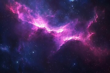 Cosmic Nebula, Pink and Blue Glowing Gas Clouds in Space