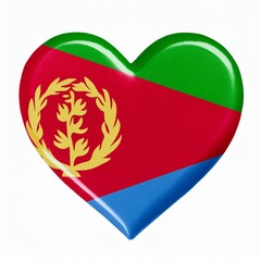 Fototapeta premium エリトリアの国旗のハート(Heart of Eritrea flag on white.) 