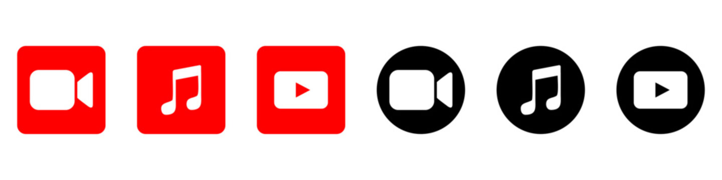 social media icon vector design, music icon, facetime icon, youtube icon, editable social media icon