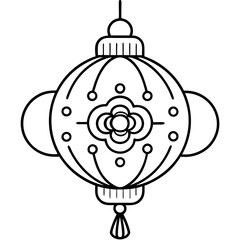 Fototapeta premium chinese new year decoration outline coloring book page line art drawing