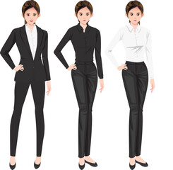 Vector of Business Woman Wearing Suit.