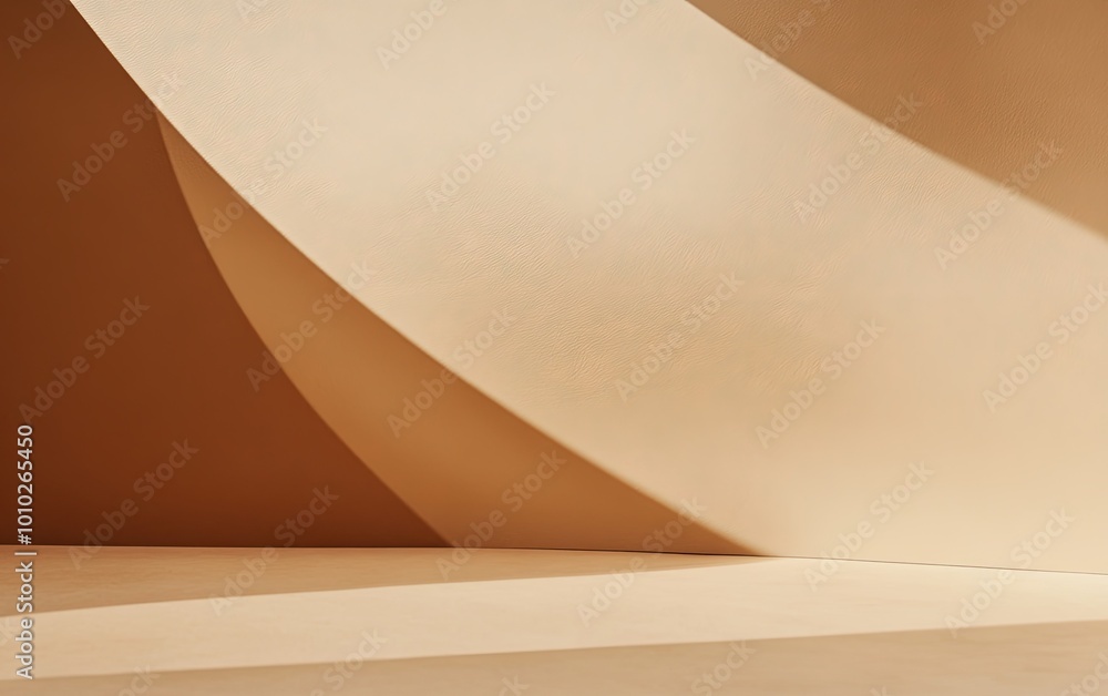Poster a minimalist composition featuring soft curves and warm tones, creating a serene and harmonious atmo