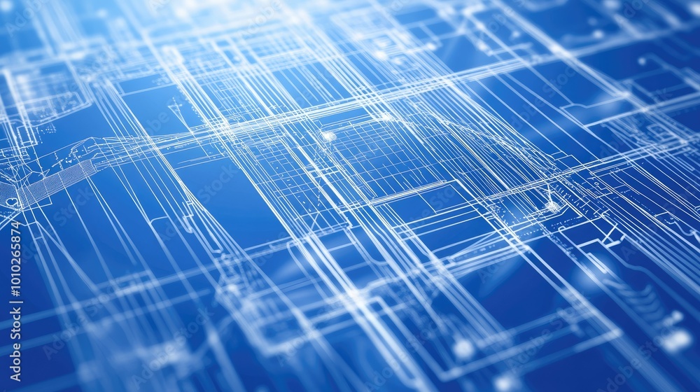 Poster technical blueprints in abstract innovation