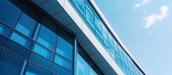 Obraz premium Modern Building Facade with Glass Panels and White Trim