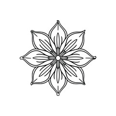 Obraz premium Floral Lily Mandala Line Art for Mindful Adult Coloring Therapy, Stress Reduction, and Creative Relaxation