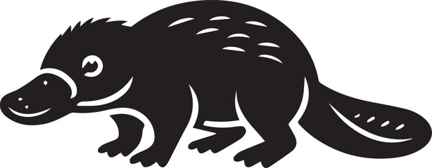 Platypus silhouette vector black and white