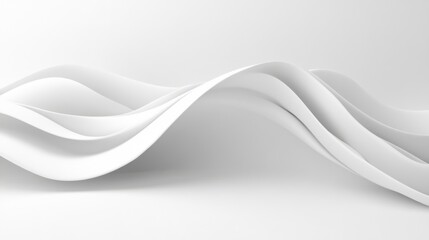 Abstract wave of white paper or fabric flowing gracefully against a light background