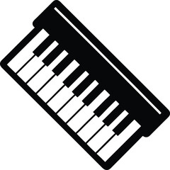 Music instrument of keyboard piano silhouette vector art illustration design