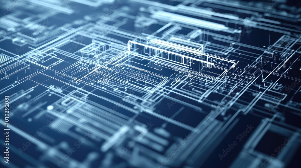 Poster technical blueprints in abstract innovation