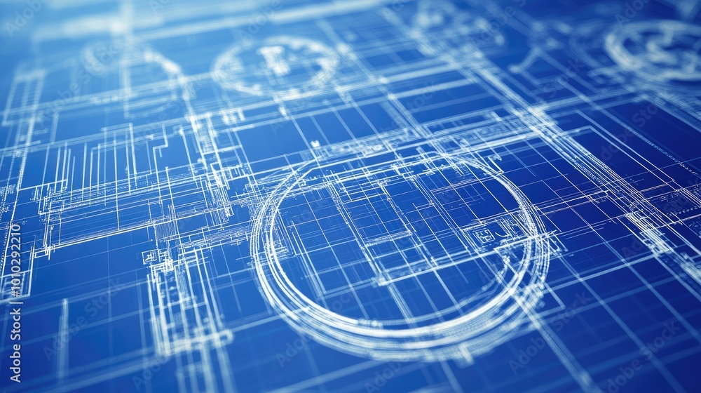 Poster technical blueprints in abstract innovation