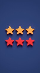 Obraz premium Floating five-star rating above a clean interface, minimalist style, normal angle shot, promoting positivity.