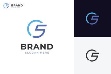 Letter C S brand logo identity design with circle shape element for technology logo template