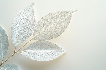 Obraz premium Delicate white leaf skeleton on a minimalist background.
