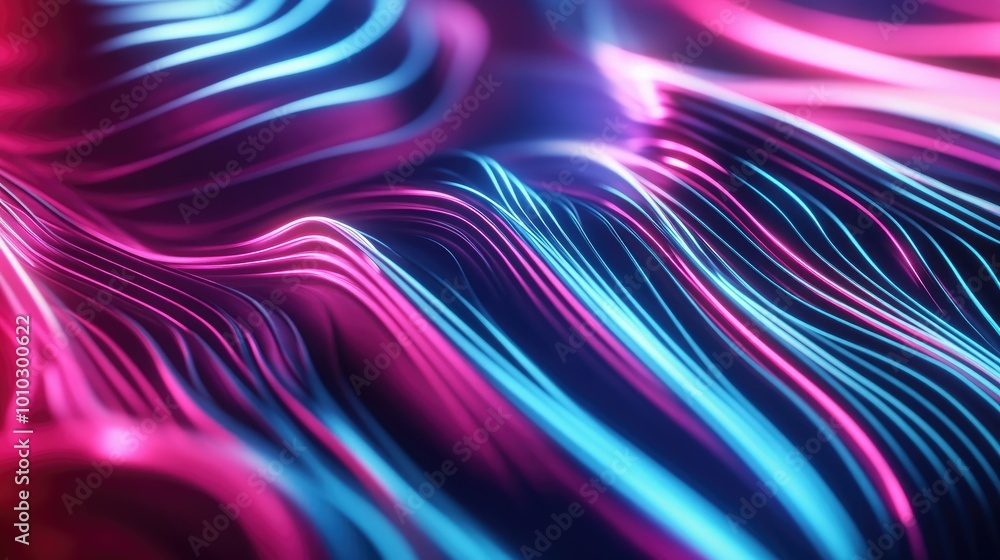 Poster Neon abstract patterns pulsating with energy