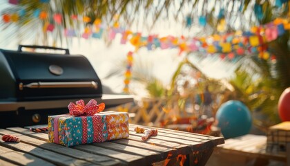 Festive Backyard BBQ with Colorful Decorations