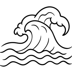 Naklejka premium doodle waves outline coloring book page line art drawing